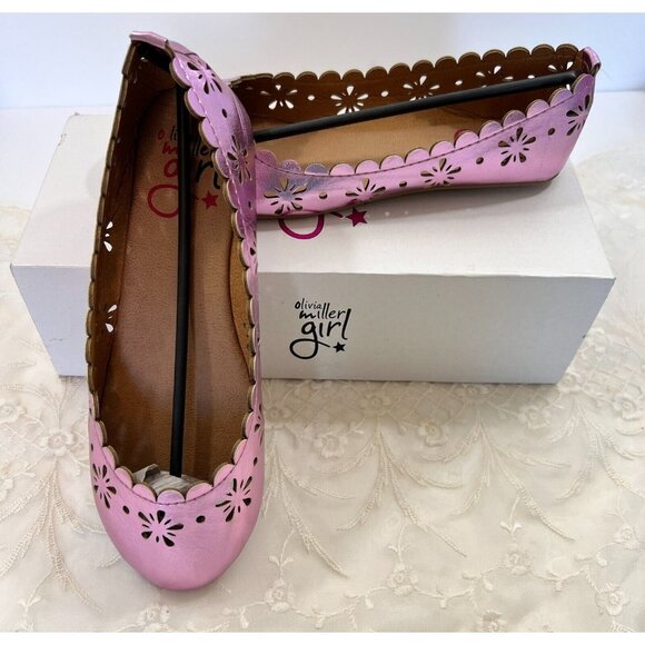 Girls PINK METALLIC Flat Olivia Miller Sz 2 Ballet Flats NEW Easter Party Spring - Picture 1 of 4